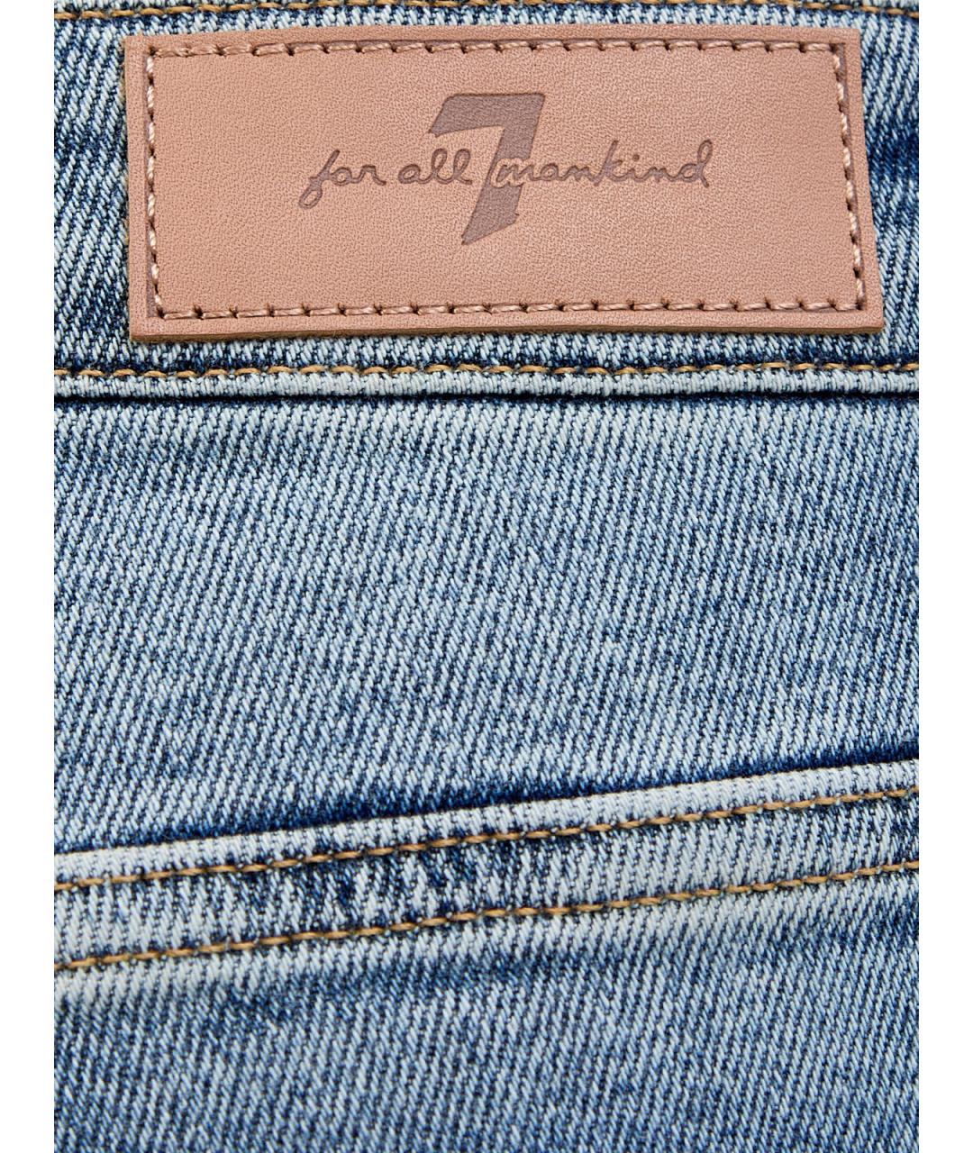 7 FOR ALL MANKIND Голубые хлопковые прямые джинсы, фото 3