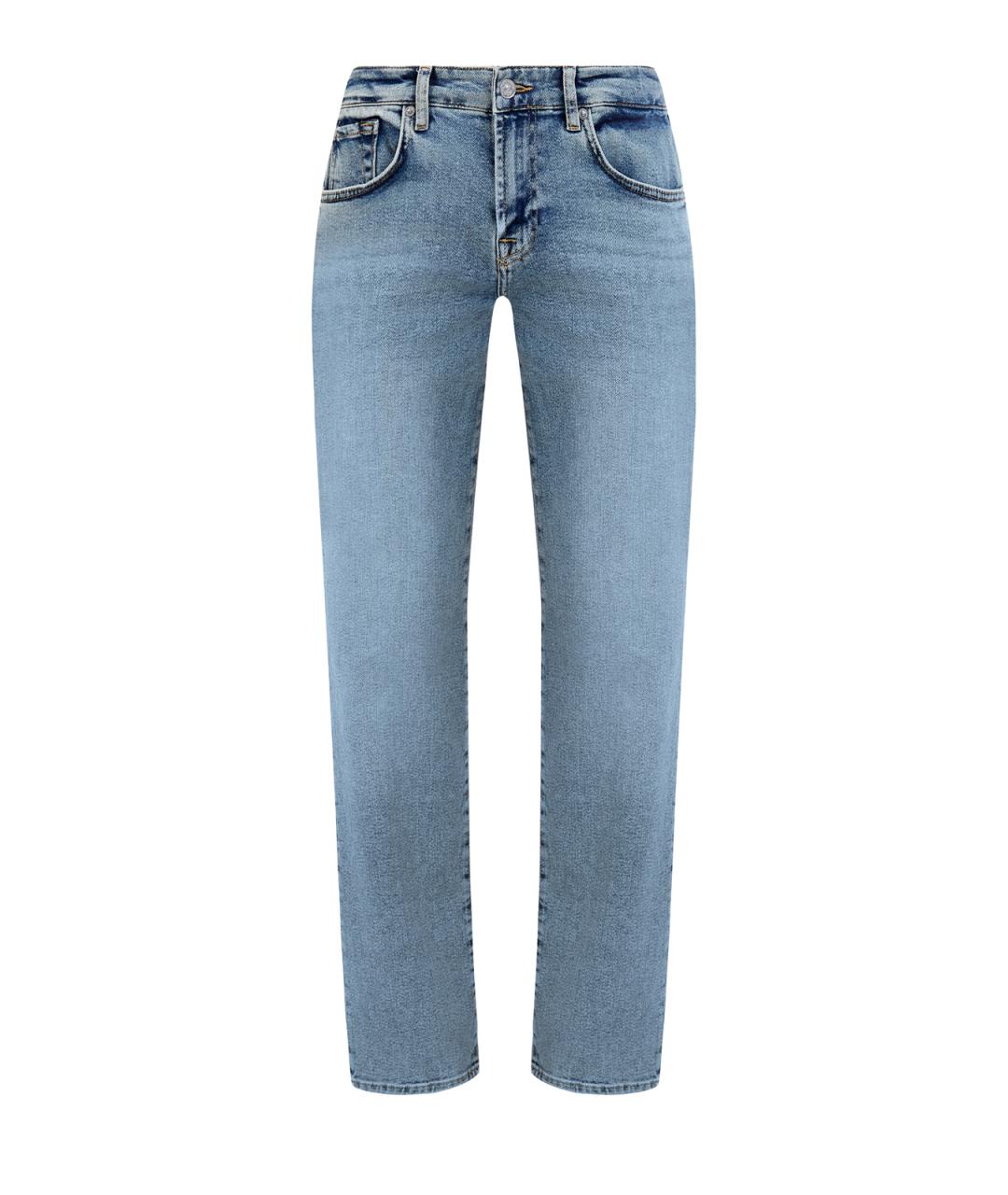 7 FOR ALL MANKIND Голубые хлопковые прямые джинсы, фото 1