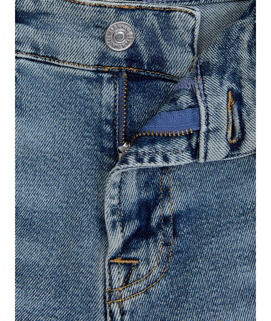 7 FOR ALL MANKIND Голубые хлопковые прямые джинсы, фото 4