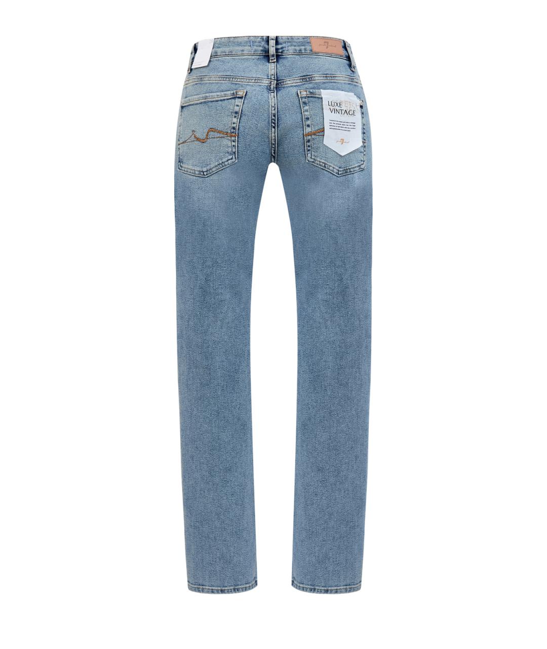 7 FOR ALL MANKIND Голубые хлопковые прямые джинсы, фото 2