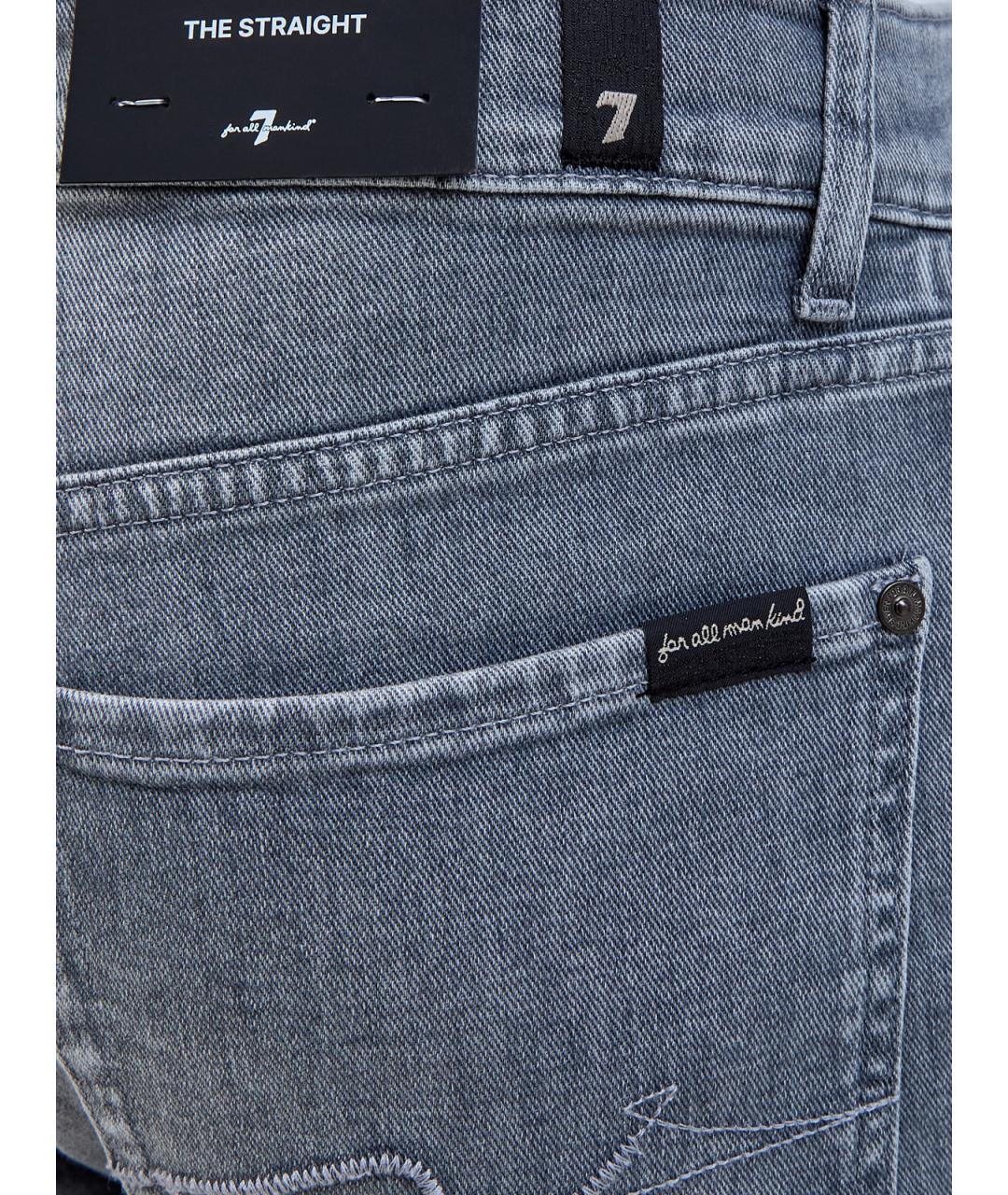7 FOR ALL MANKIND Серые хлопковые прямые джинсы, фото 5
