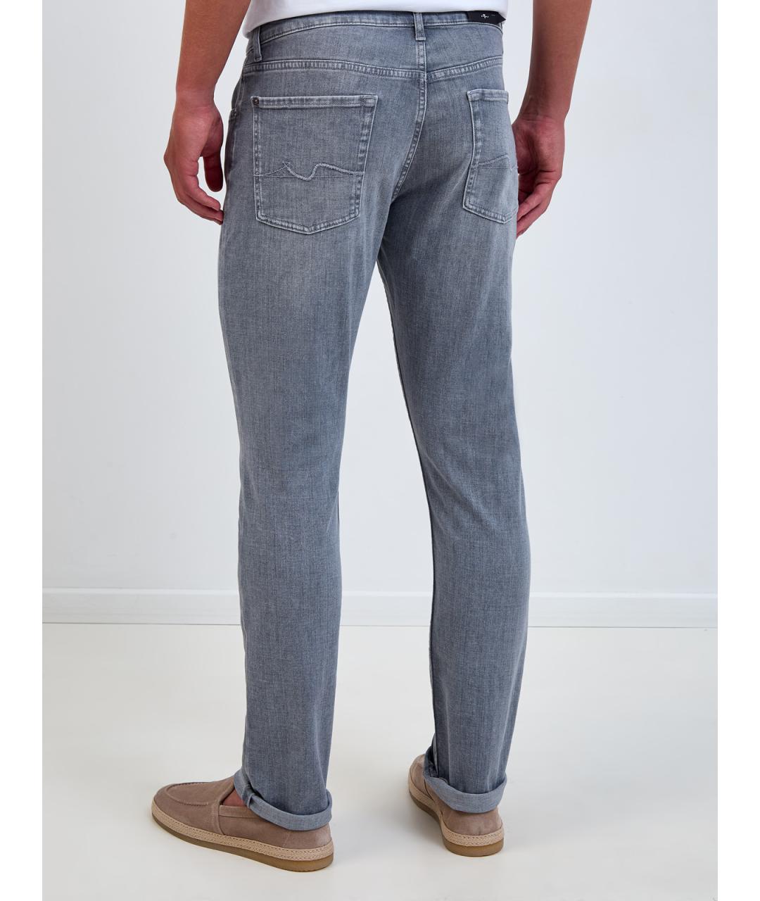 7 FOR ALL MANKIND Серые хлопковые прямые джинсы, фото 4