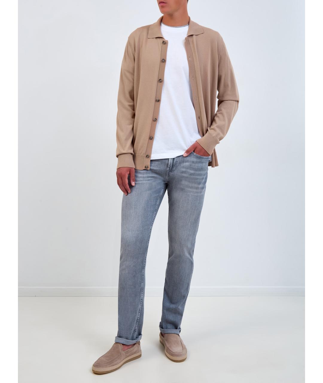 7 FOR ALL MANKIND Серые хлопковые прямые джинсы, фото 2