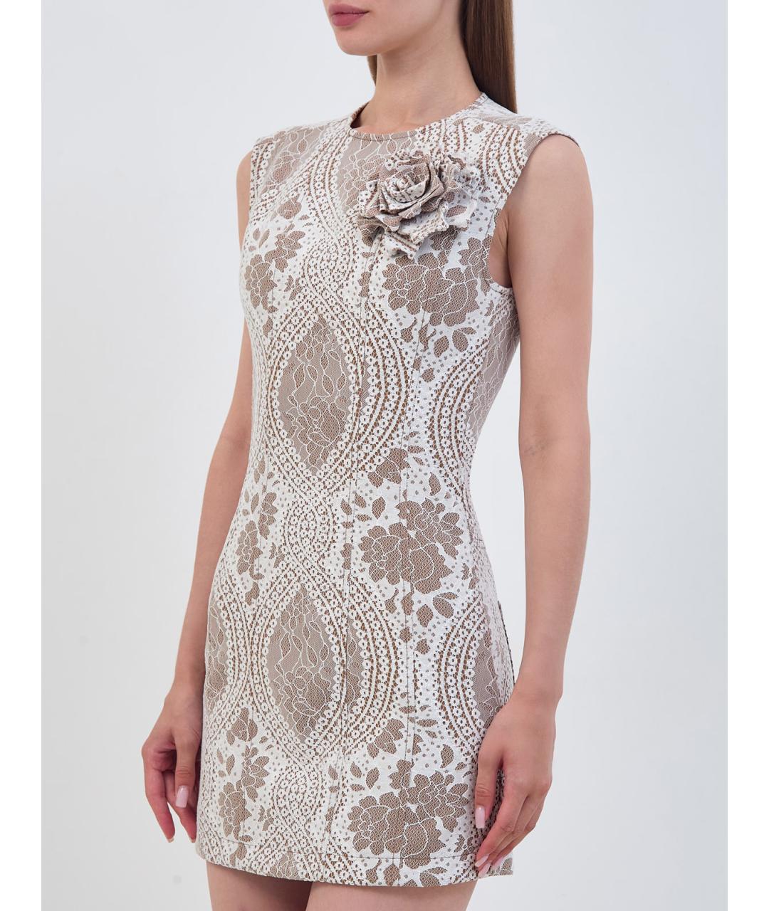 GIUSEPPE DI MORABITO Бежевое полиэстеровое повседневное платье, фото 3