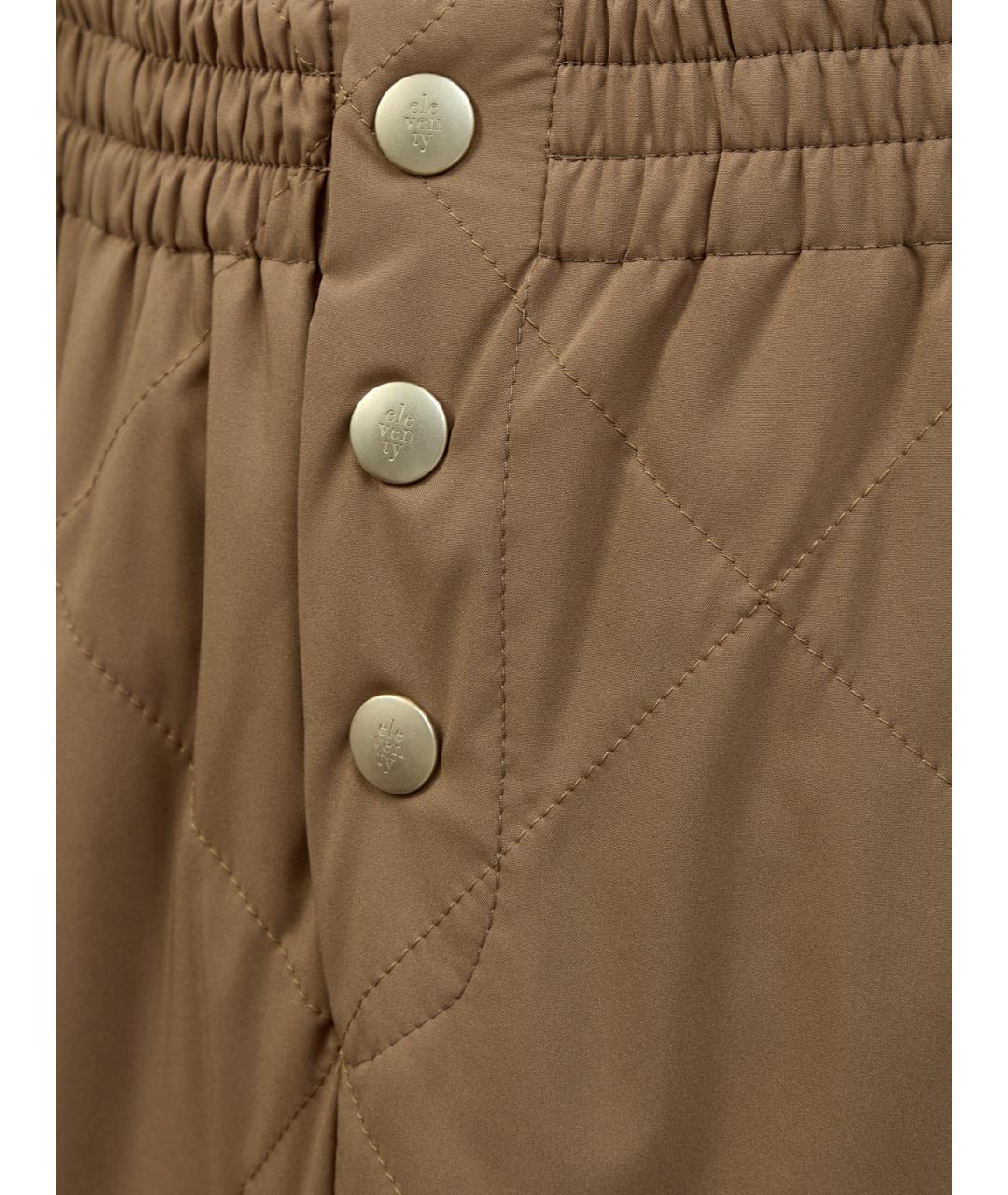ELEVENTY Коричневые полиэстеровые прямые брюки, фото 5