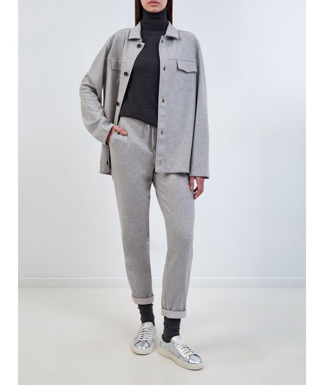 LORENA ANTONIAZZI Серые шерстяные прямые брюки, фото 2