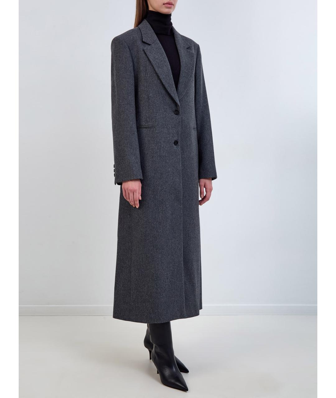LORENA ANTONIAZZI Серое шерстяное пальто, фото 3
