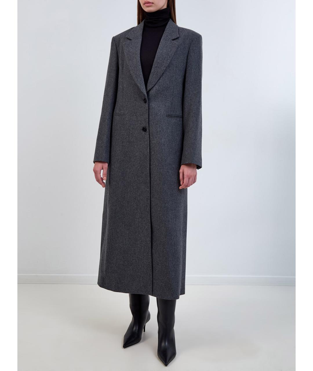 LORENA ANTONIAZZI Серое шерстяное пальто, фото 2