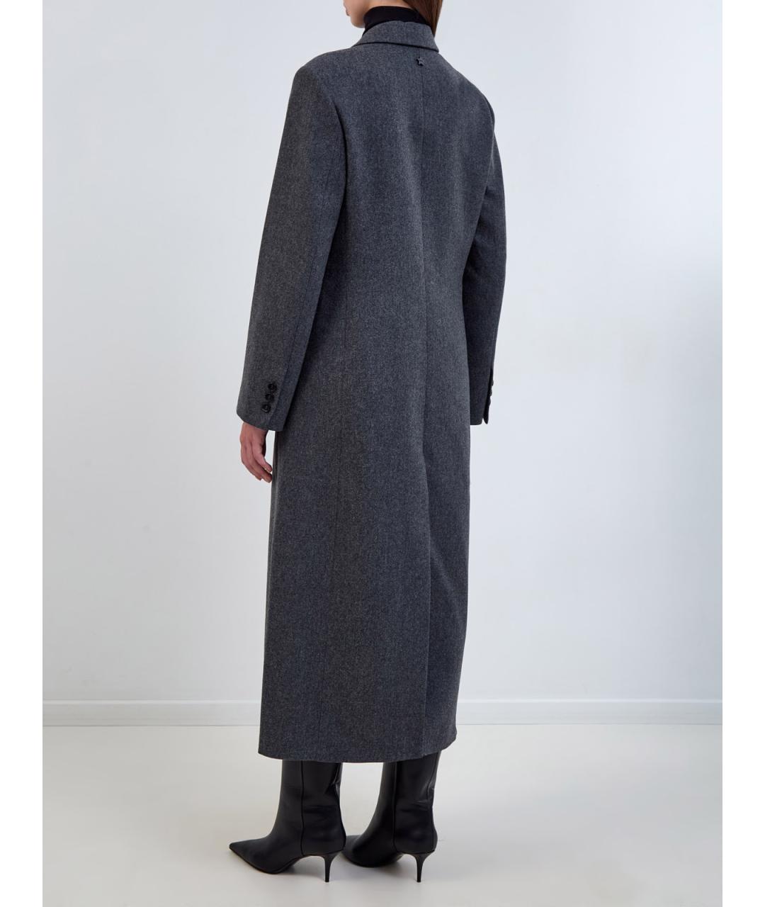 LORENA ANTONIAZZI Серое шерстяное пальто, фото 4