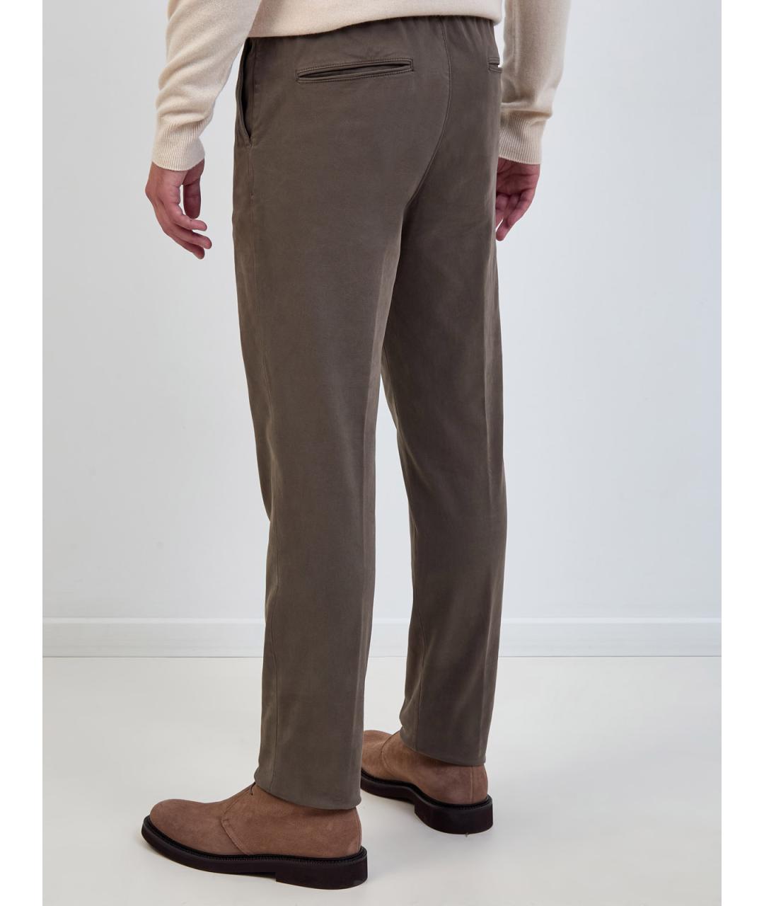 PESERICO Зеленые хлопковые повседневные брюки, фото 4