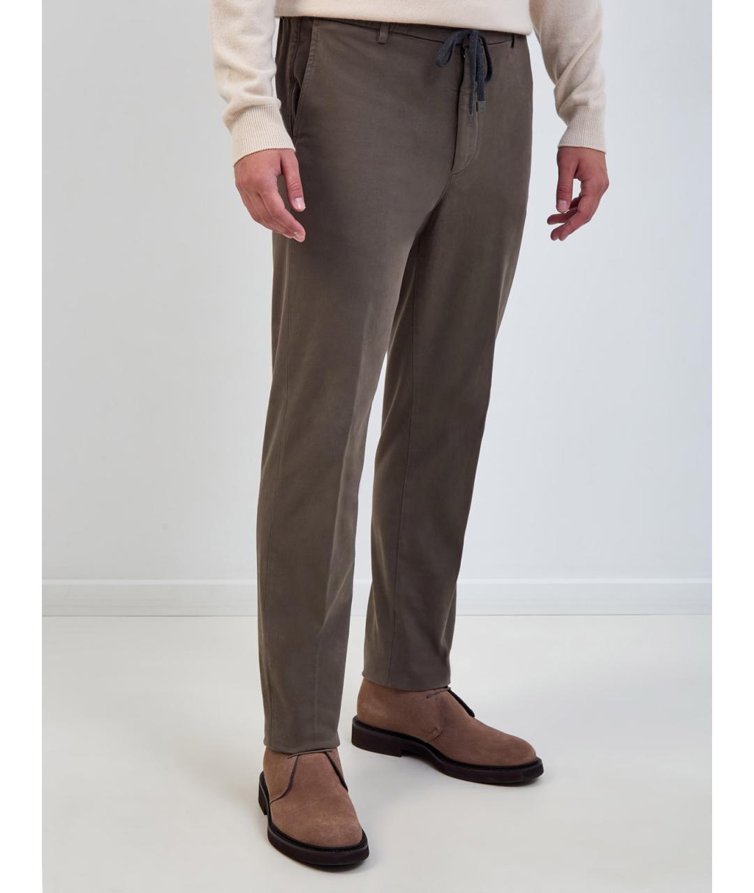 PESERICO Зеленые хлопковые повседневные брюки, фото 3