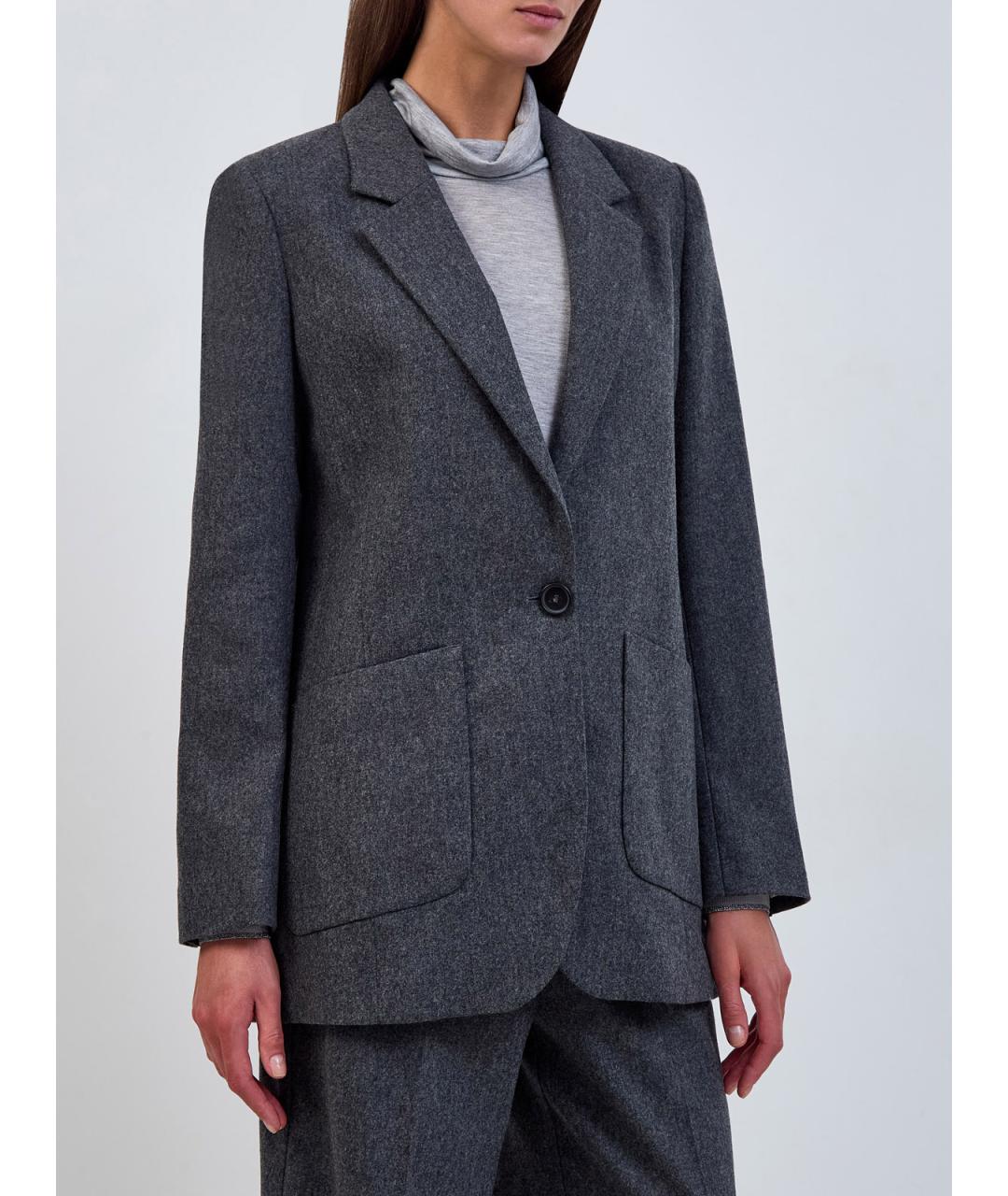 LORENA ANTONIAZZI Серый шерстяной жакет/пиджак, фото 3