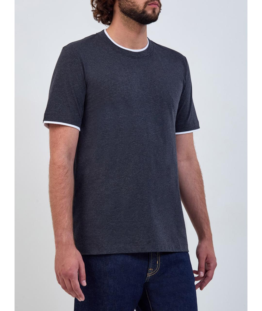 PESERICO Серая хлопковая футболка, фото 3