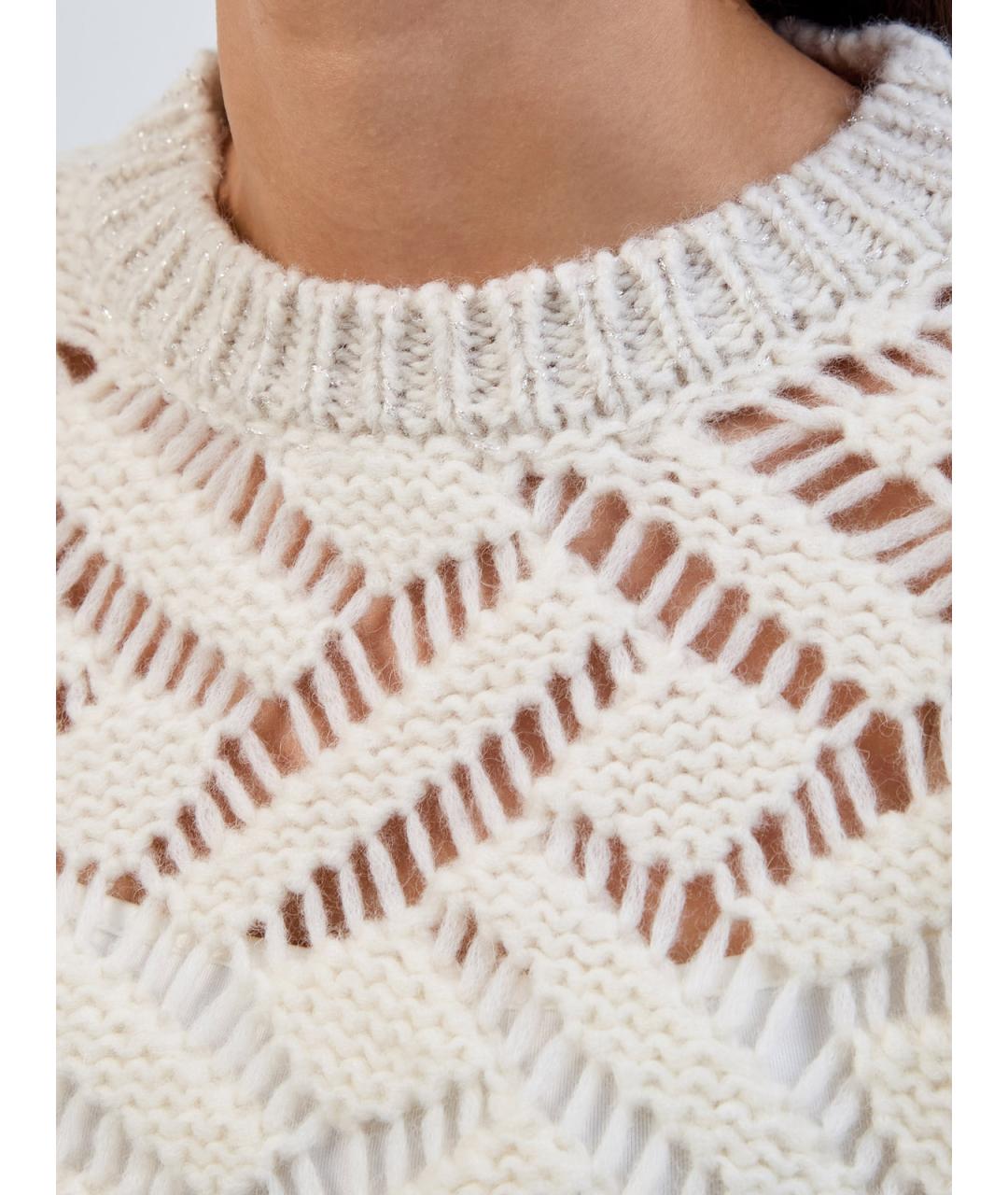 PESERICO Бежевый шерстяной джемпер / свитер, фото 5