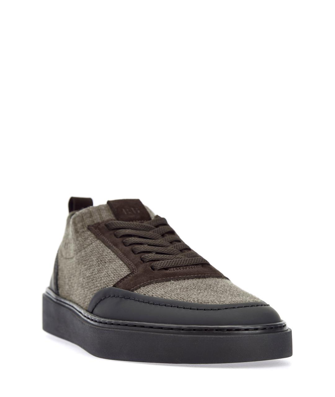 BARRETT Коричневые текстильные низкие кроссовки / кеды, фото 3