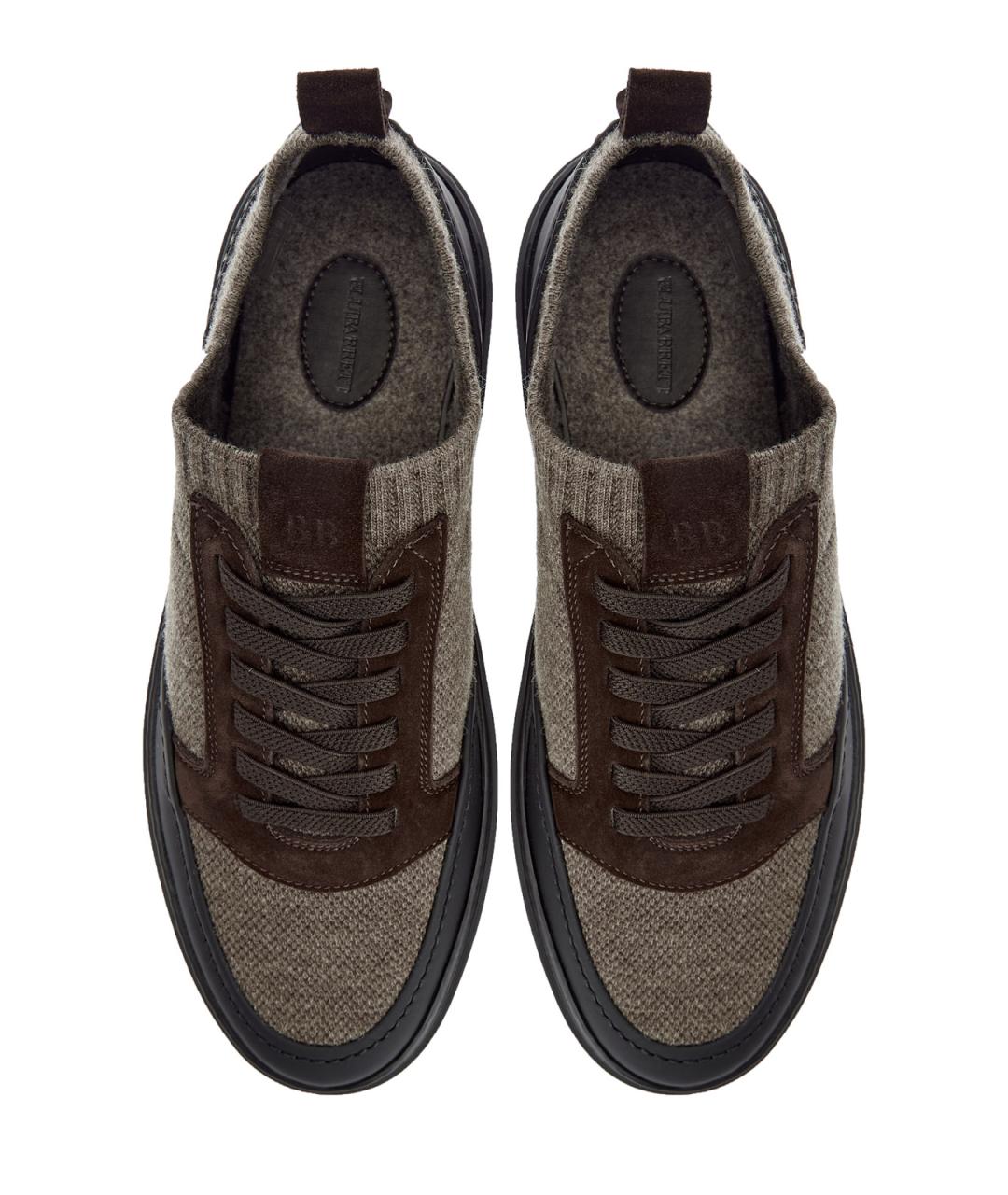 BARRETT Коричневые текстильные низкие кроссовки / кеды, фото 5