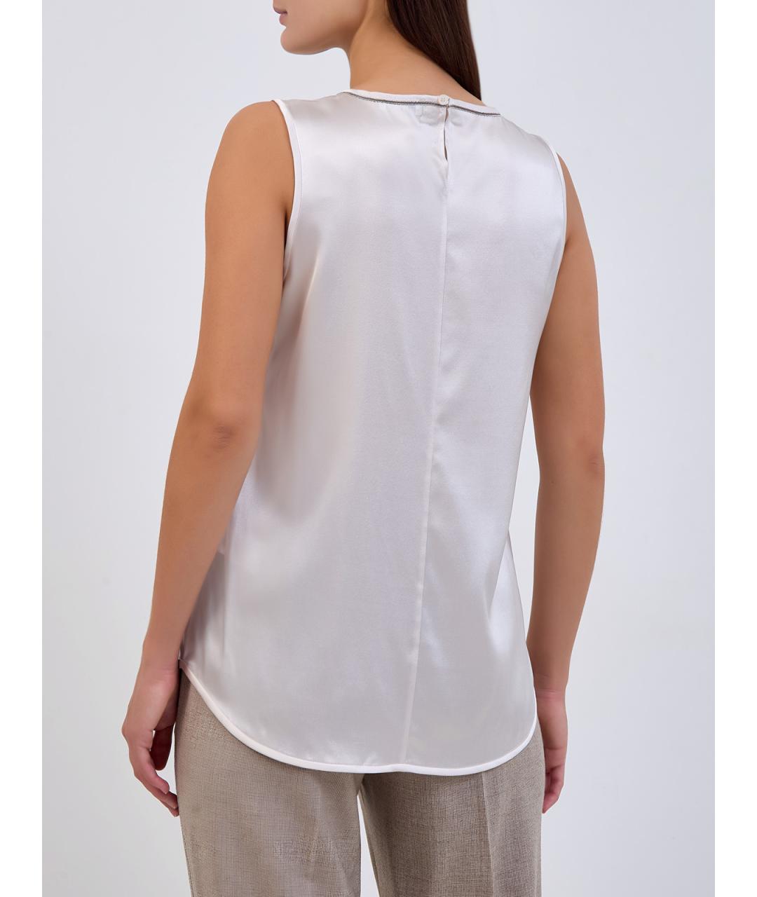 PESERICO Бежевая шелковая блузы, фото 4