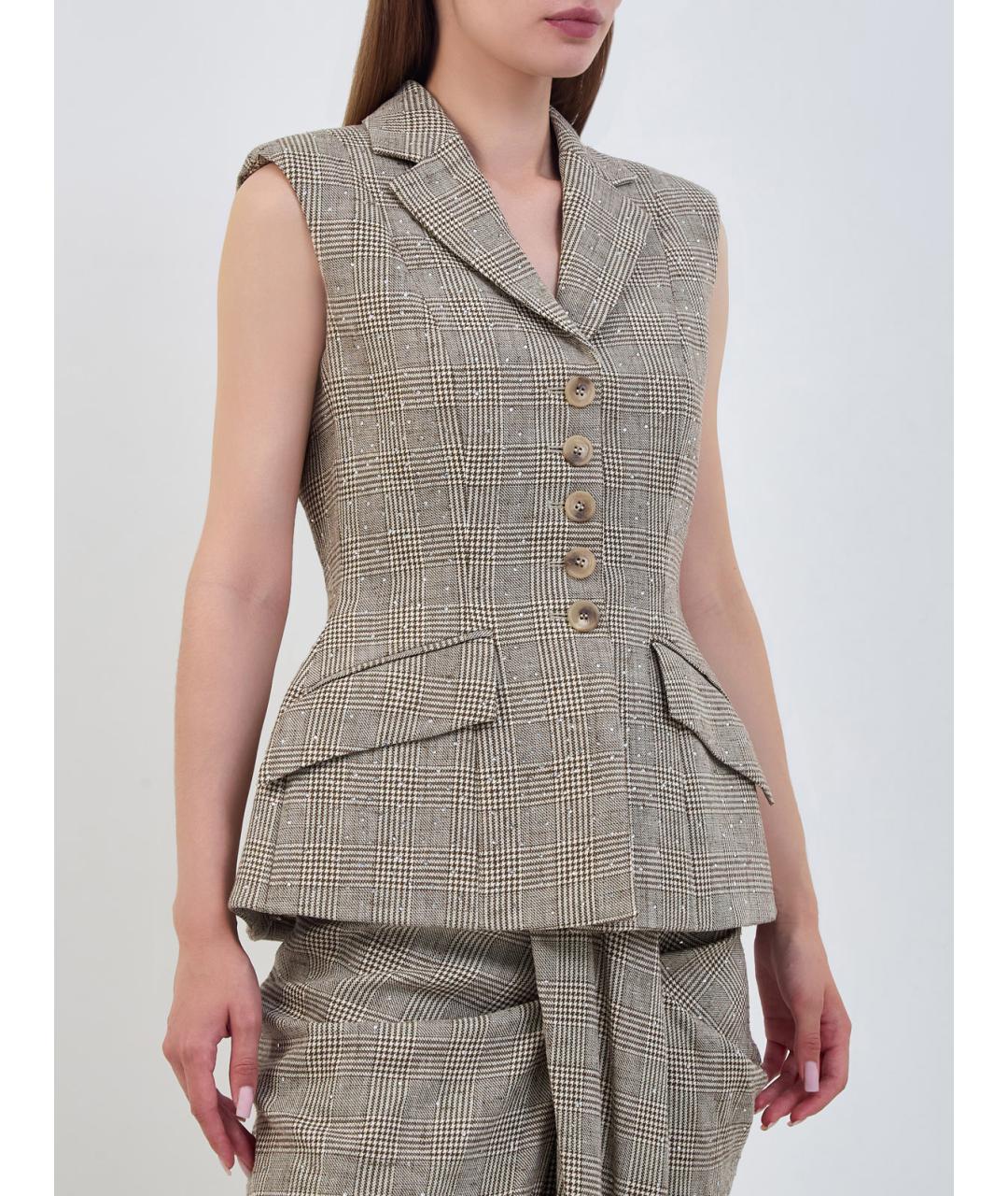 GIUSEPPE DI MORABITO Бежевый хлопковый жилет, фото 3