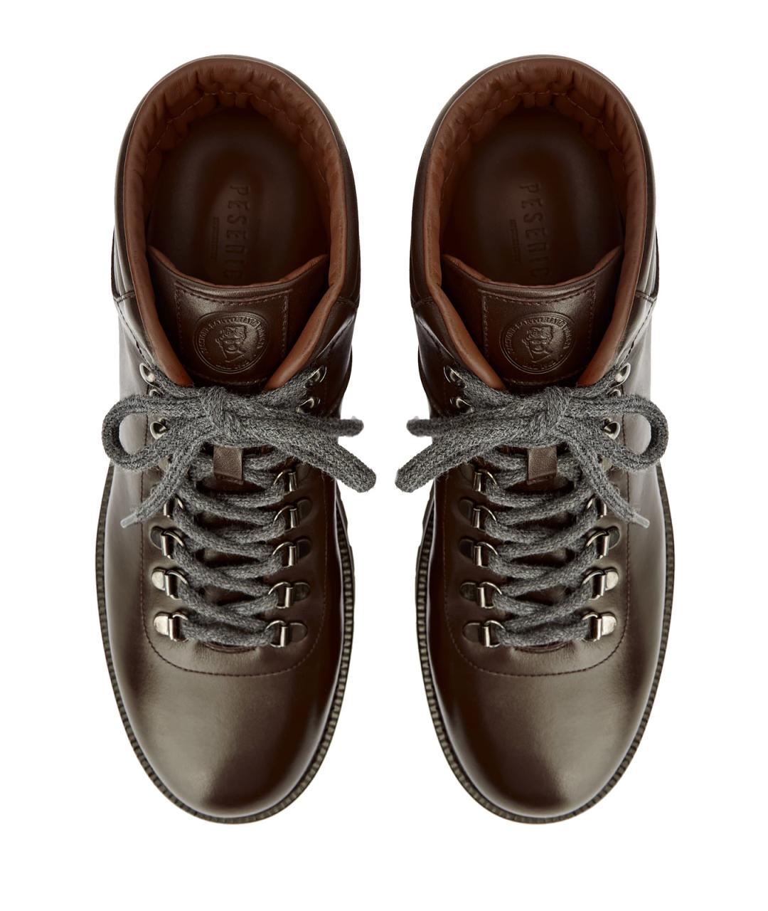 PESERICO Коричневые кожаные высокие ботинки, фото 6