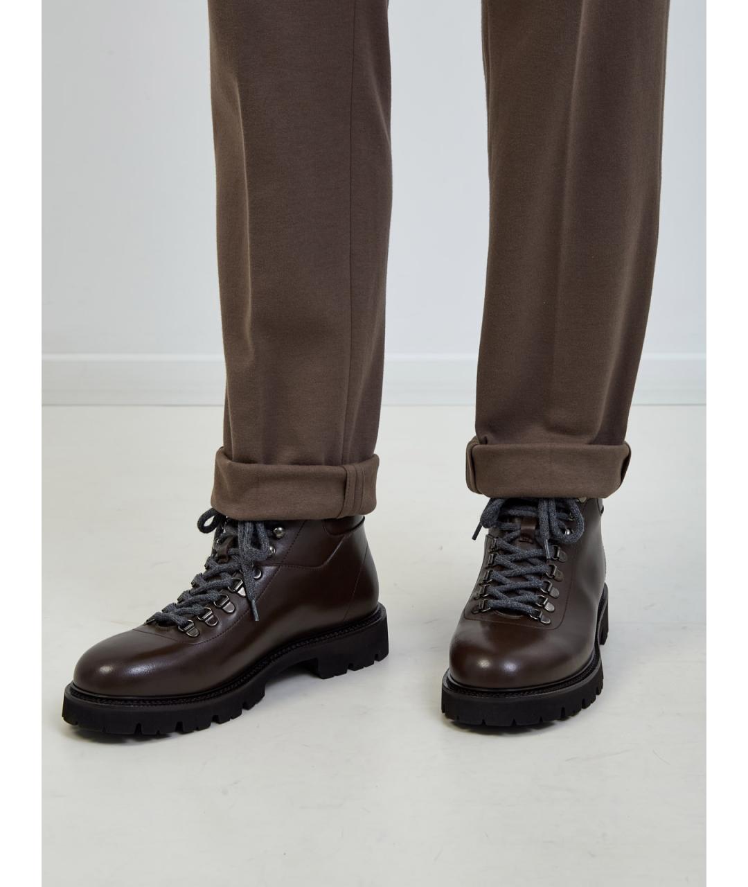 PESERICO Коричневые кожаные высокие ботинки, фото 2