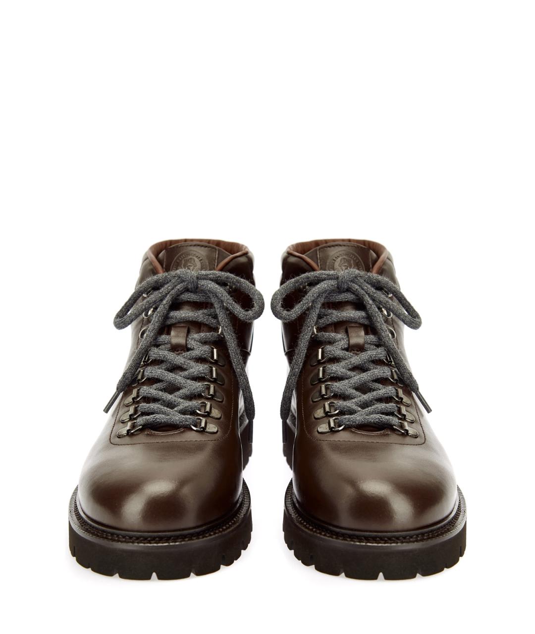 PESERICO Коричневые кожаные высокие ботинки, фото 5