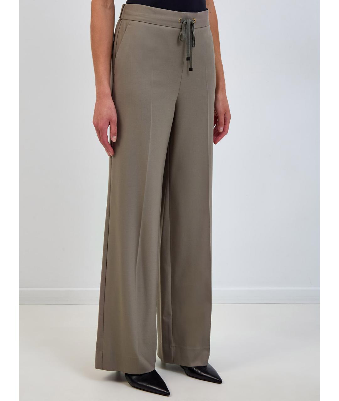 LORENA ANTONIAZZI Коричневые полиэстеровые прямые брюки, фото 3