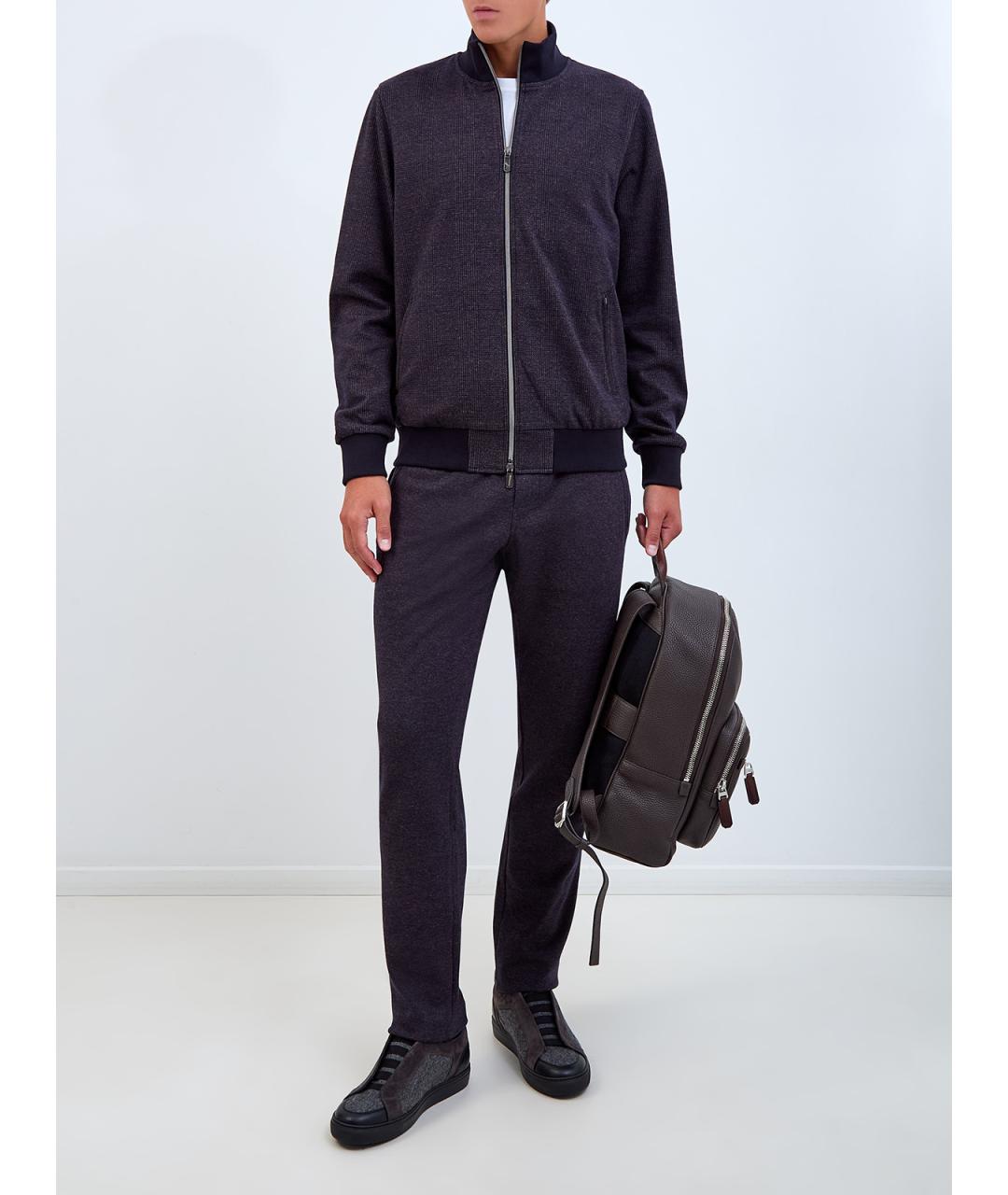 CAPOBIANCO Коричневые шерстяные повседневные брюки, фото 2