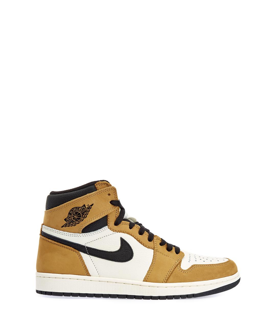 JORDAN Желтые нубуковые высокие кроссовки / кеды, фото 1