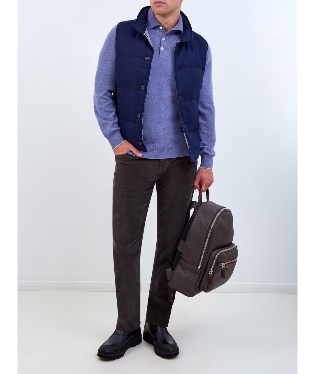 BRUNELLO CUCINELLI Синий льняной жилет, фото 2