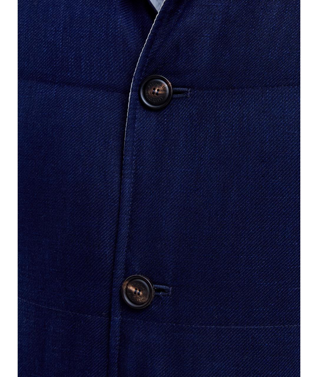 BRUNELLO CUCINELLI Синий льняной жилет, фото 5
