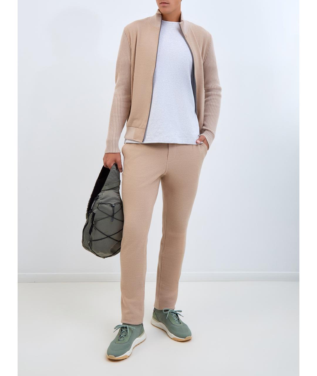 CAPOBIANCO Бежевые хлопковые повседневные брюки, фото 2