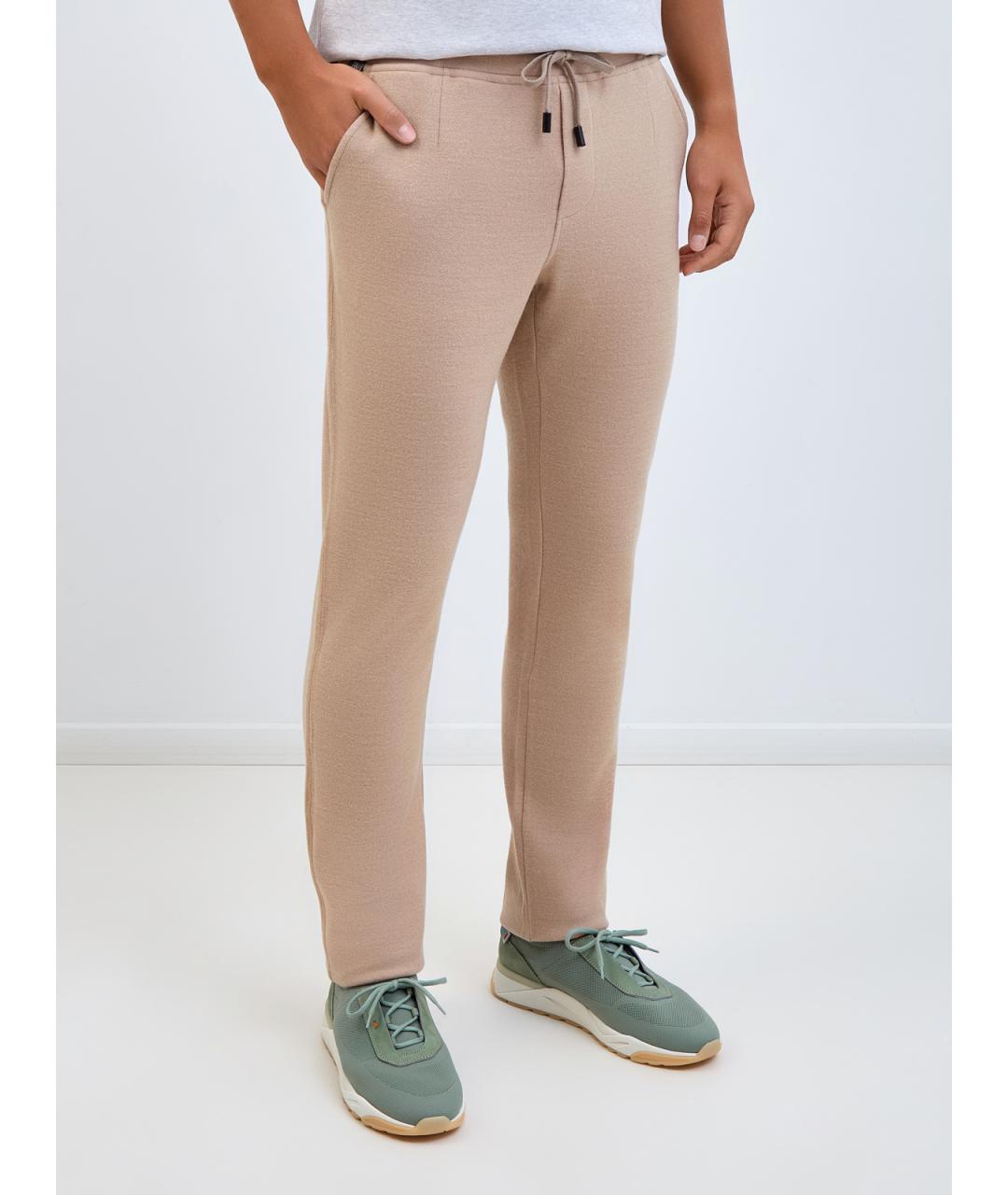 CAPOBIANCO Бежевые хлопковые повседневные брюки, фото 3