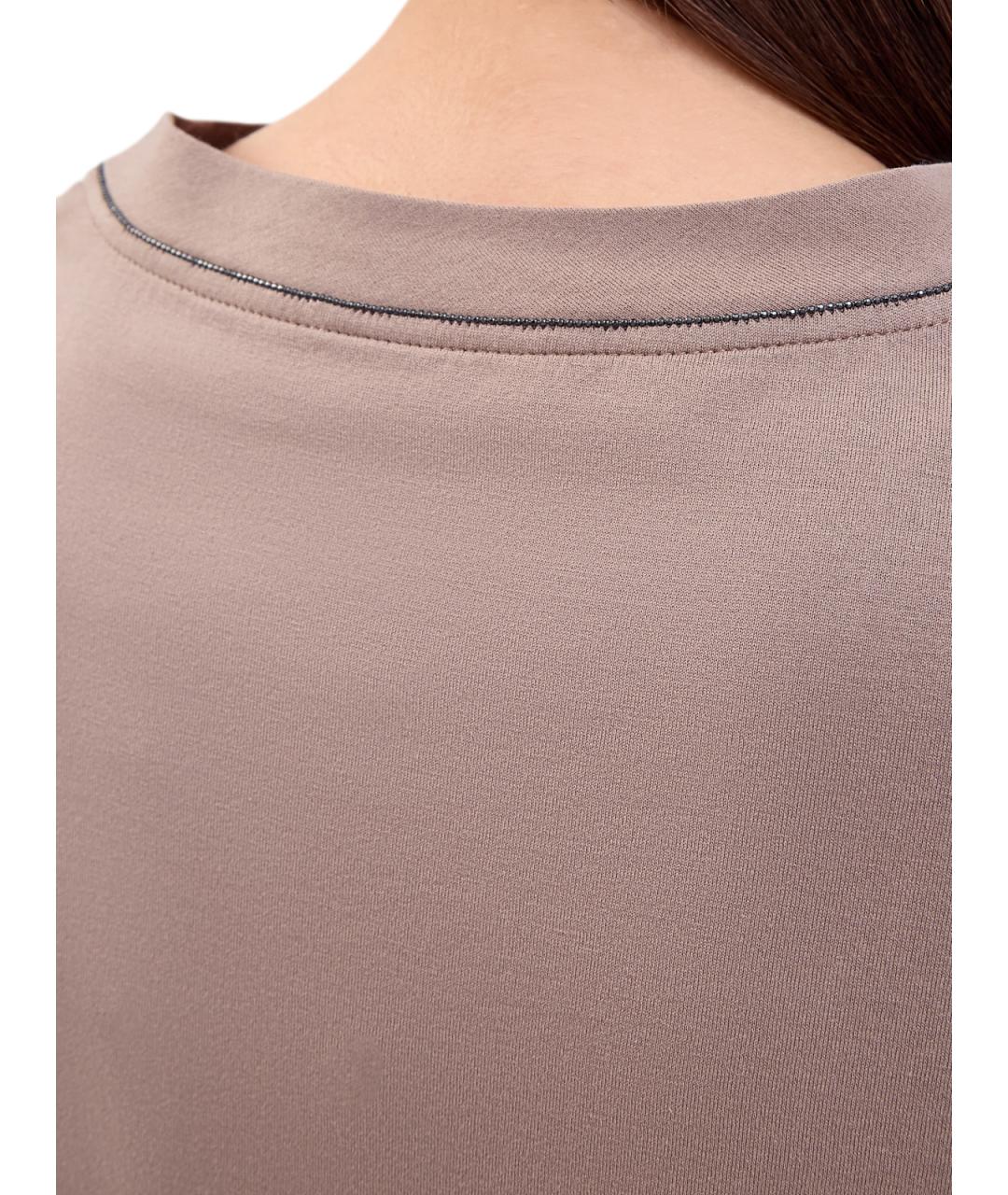 BRUNELLO CUCINELLI Бежевая хлопковая футболка, фото 5