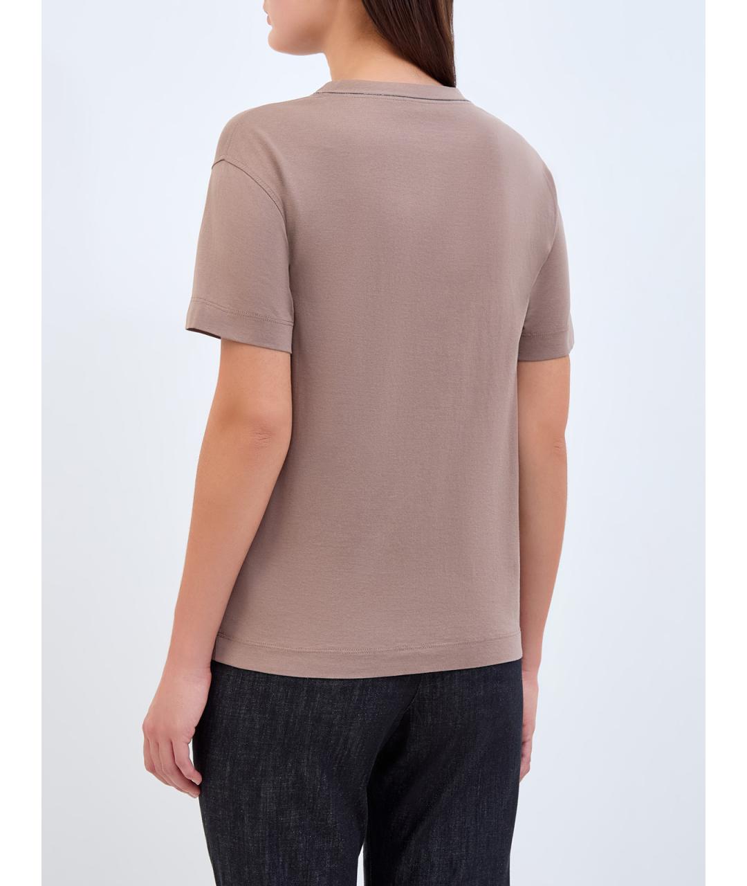 BRUNELLO CUCINELLI Бежевая хлопковая футболка, фото 4
