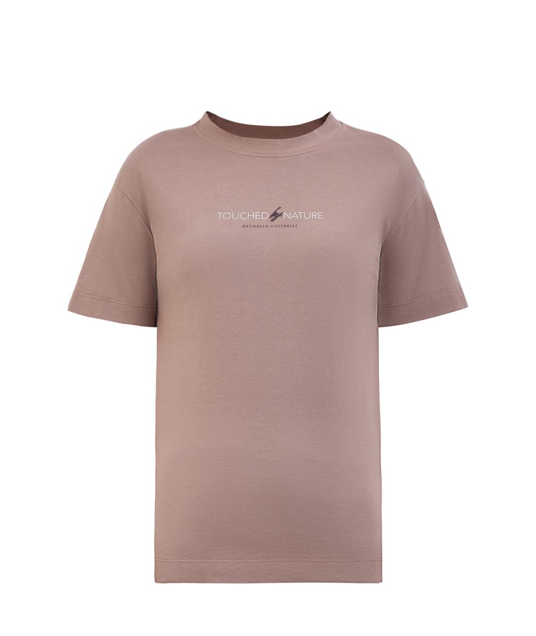 BRUNELLO CUCINELLI Бежевая хлопковая футболка, фото 1