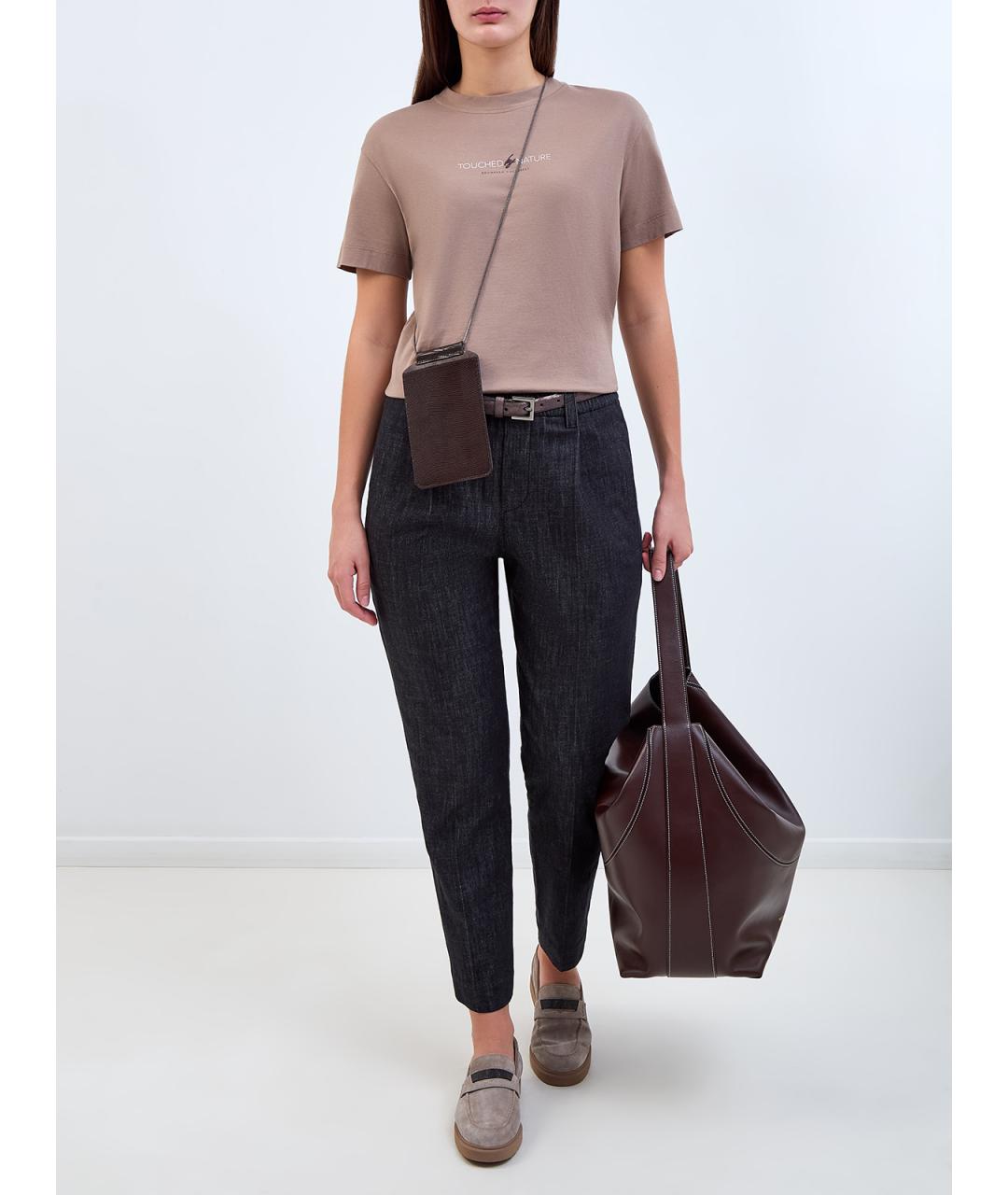 BRUNELLO CUCINELLI Бежевая хлопковая футболка, фото 2