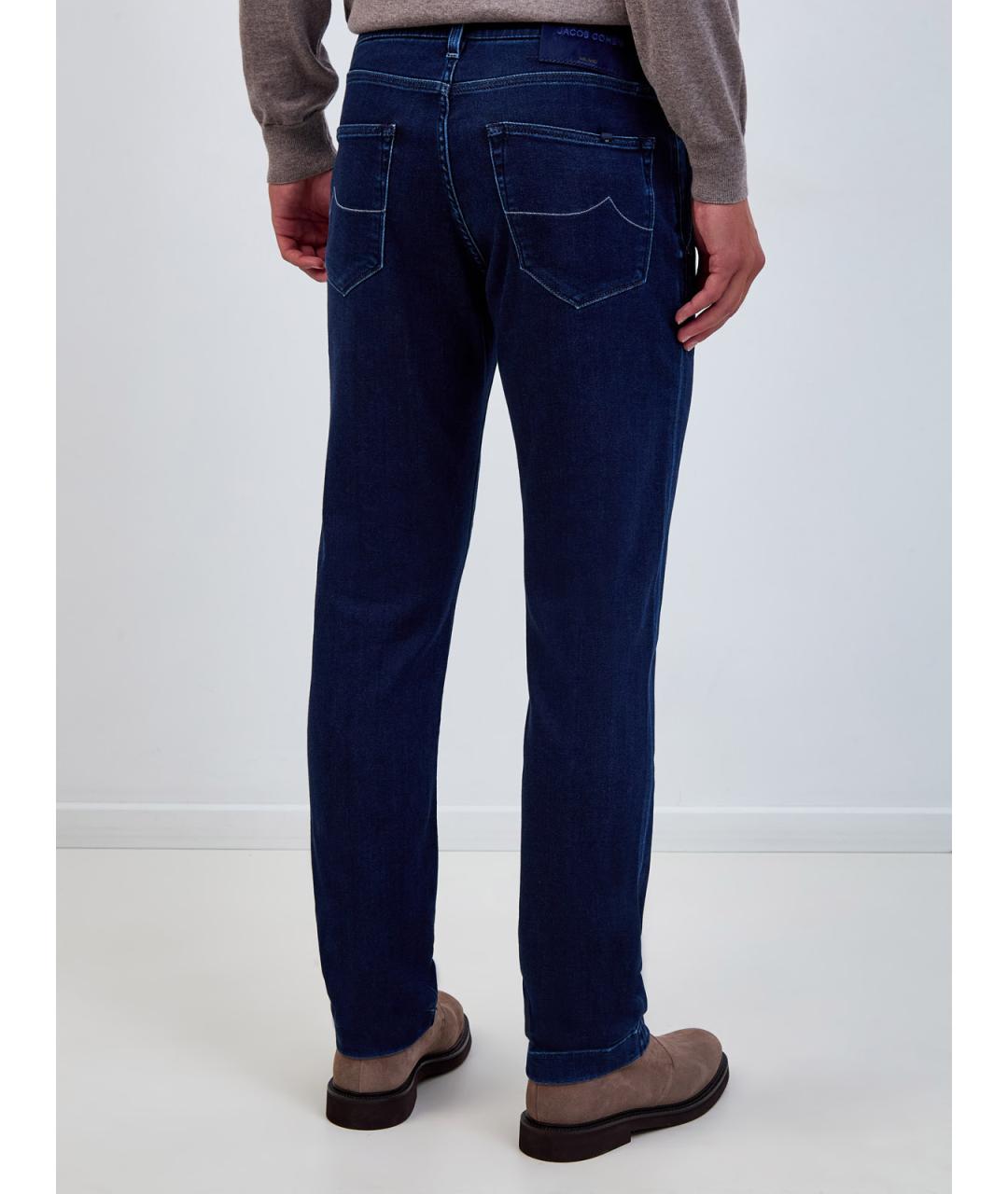 JACOB COHEN Темно-синие хлопковые прямые джинсы, фото 4