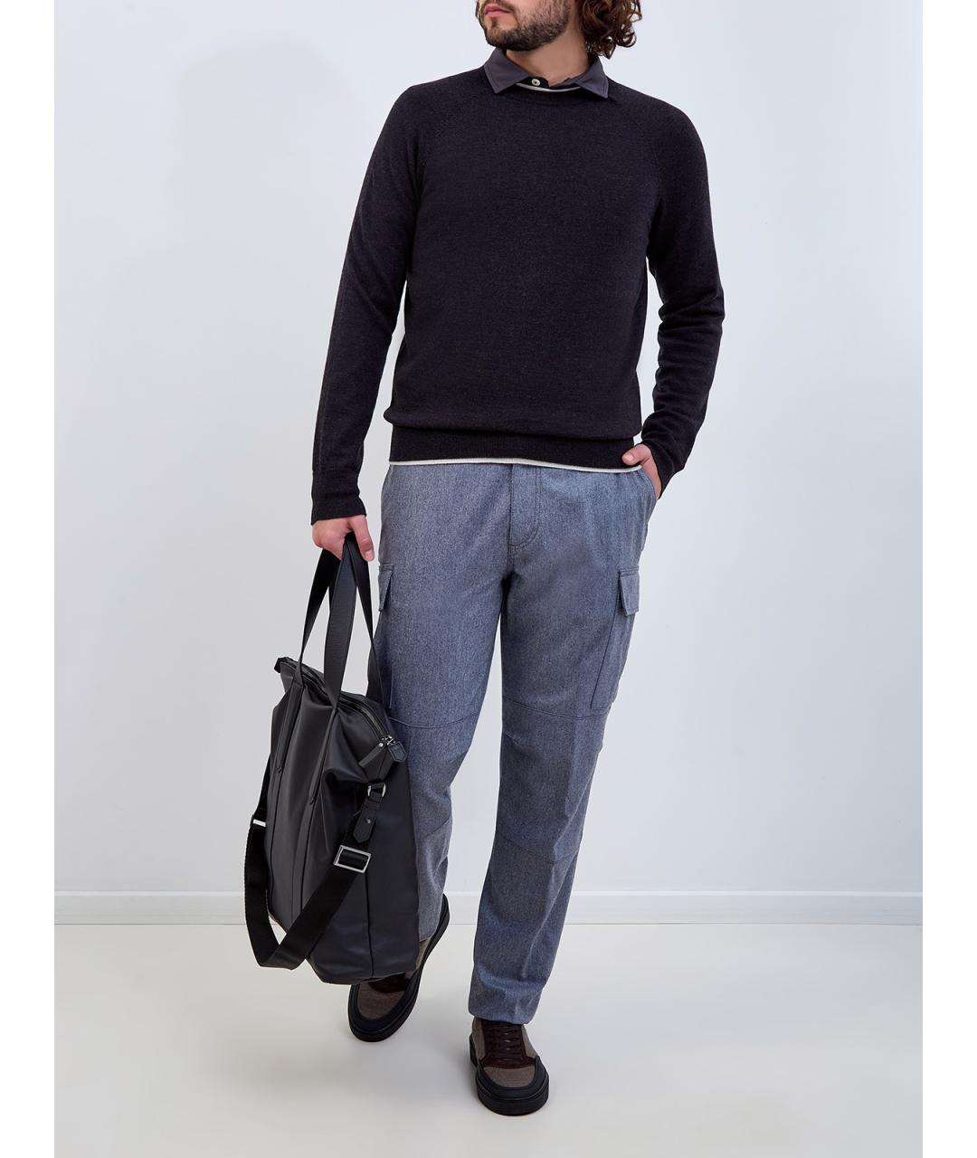 ELEVENTY Серые шерстяные повседневные брюки, фото 2