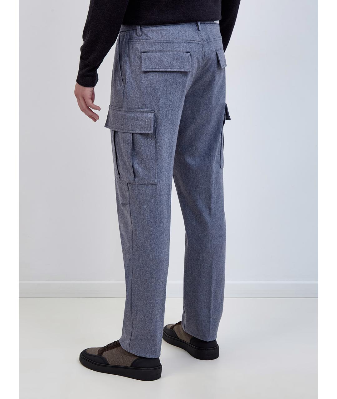 ELEVENTY Серые шерстяные повседневные брюки, фото 4