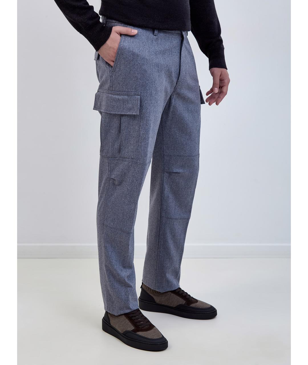 ELEVENTY Серые шерстяные повседневные брюки, фото 3