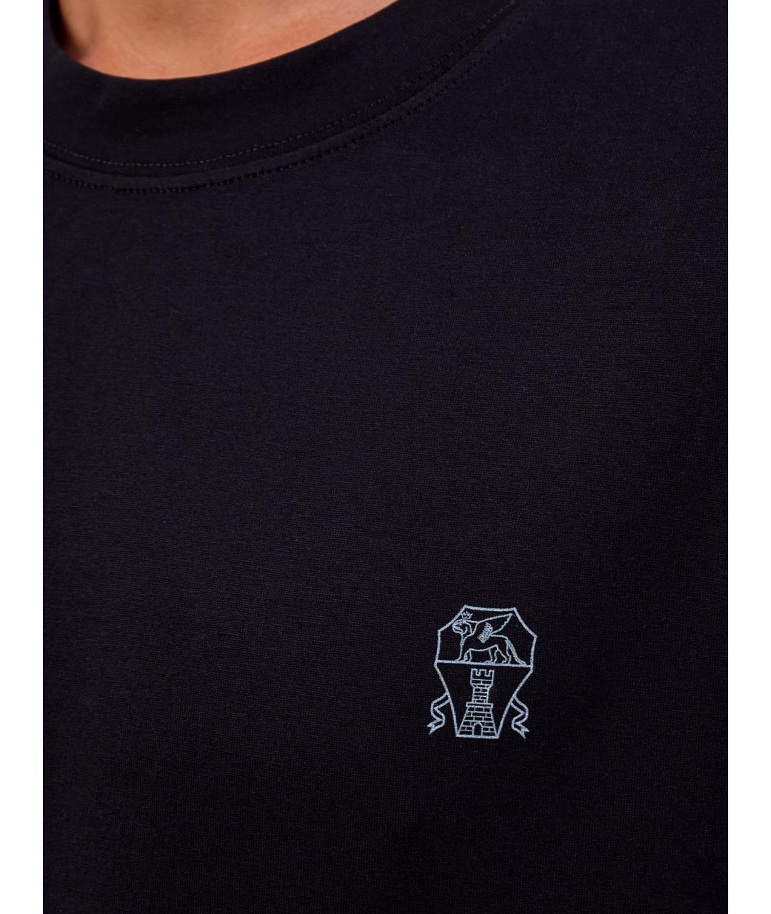 BRUNELLO CUCINELLI Черная хлопковая футболка, фото 5