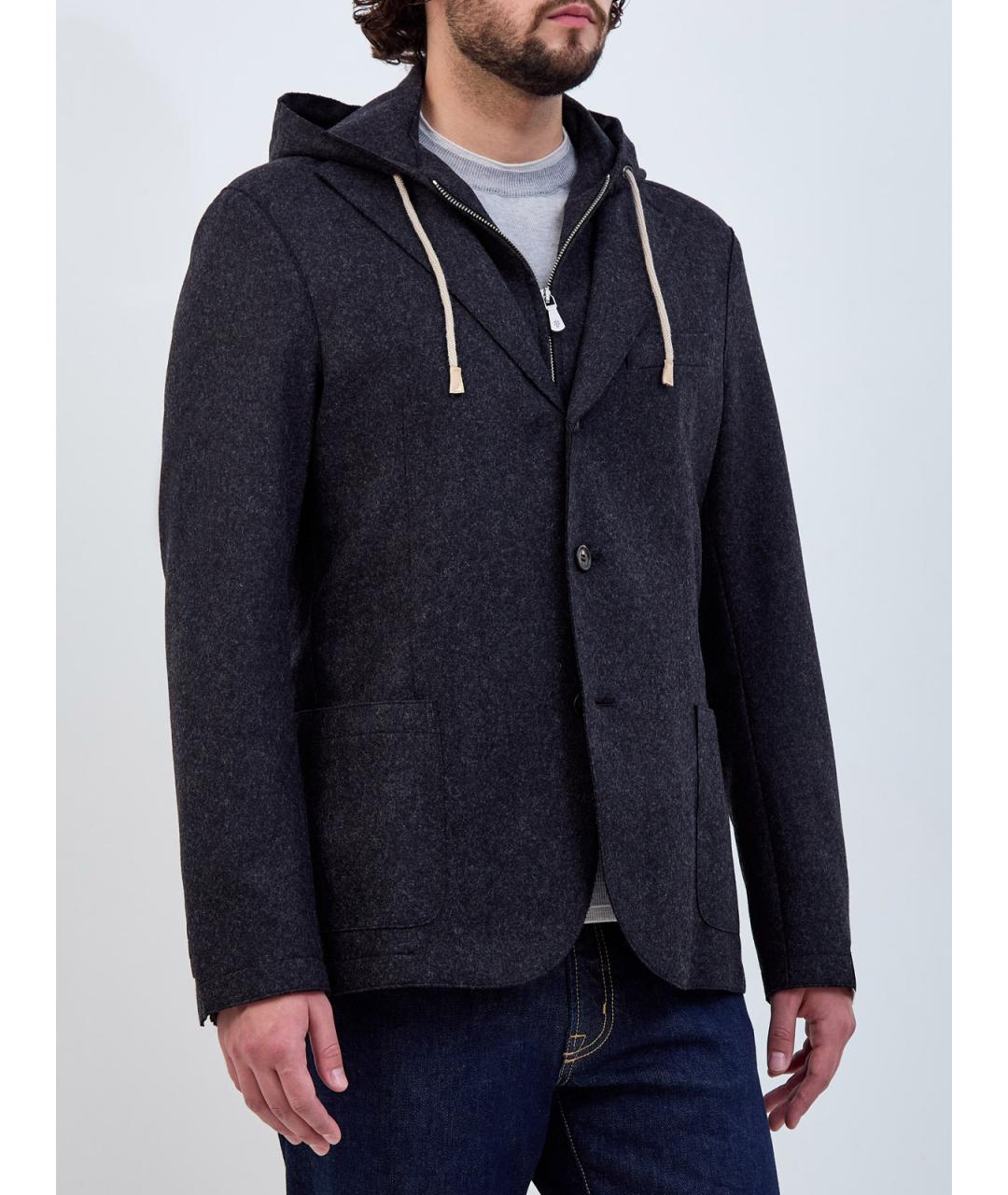 ELEVENTY Серый шерстяной пиджак, фото 4