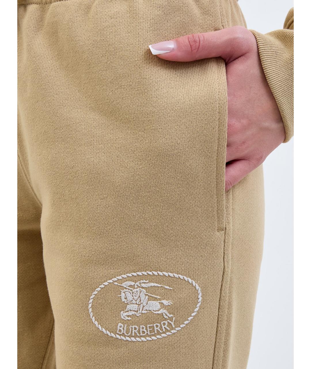 BURBERRY Бежевые хлопковые прямые брюки, фото 5