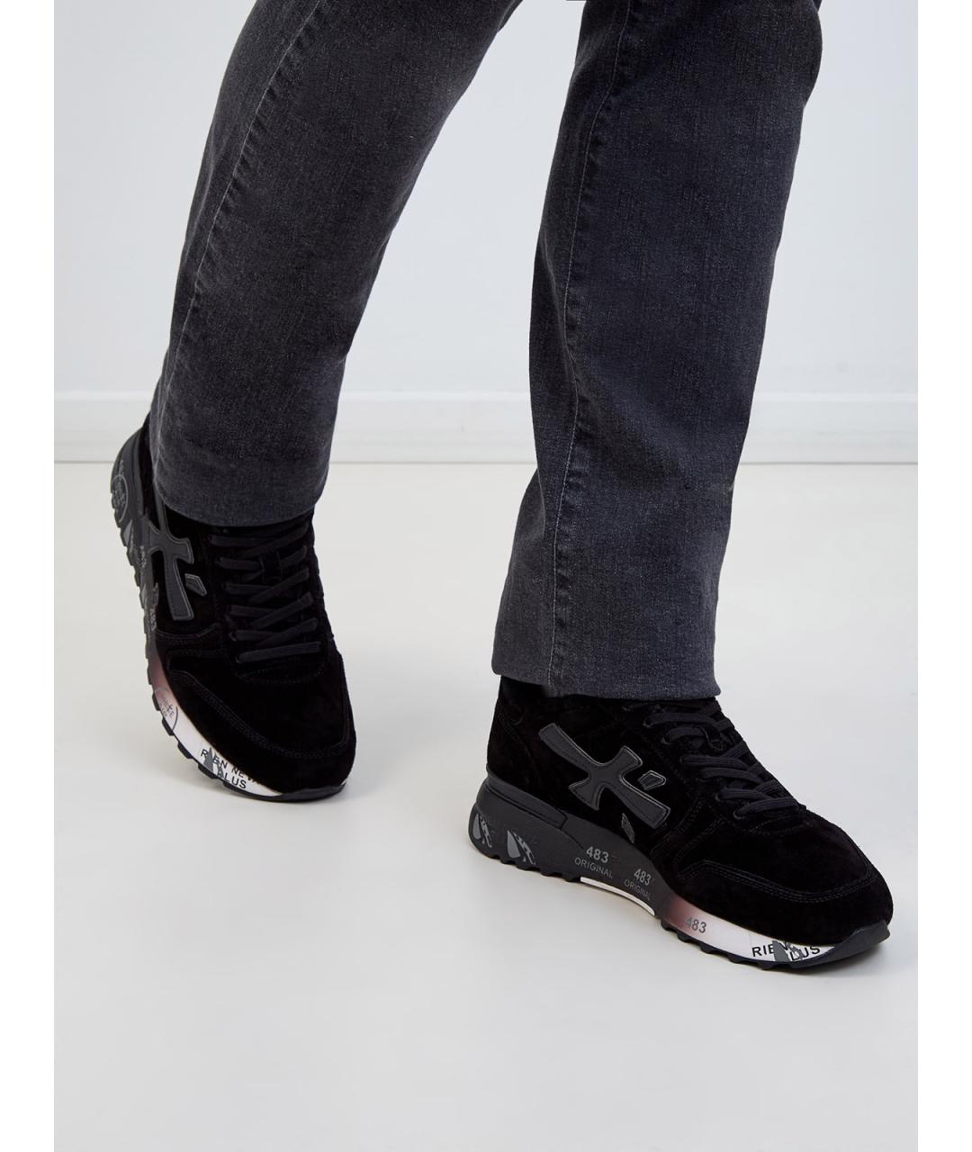 PREMIATA Черные замшевые низкие кроссовки / кеды, фото 2