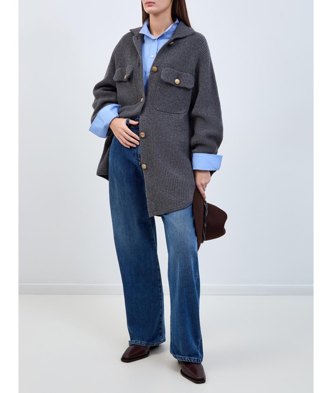 BRUNELLO CUCINELLI Синие хлопковые прямые джинсы, фото 2