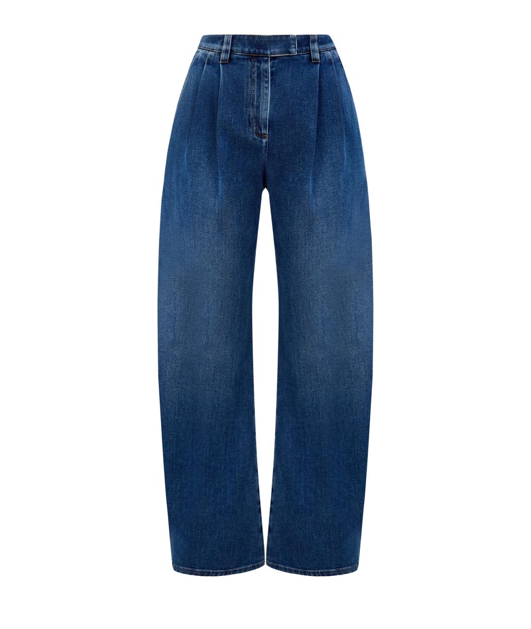 BRUNELLO CUCINELLI Синие хлопковые прямые джинсы, фото 1