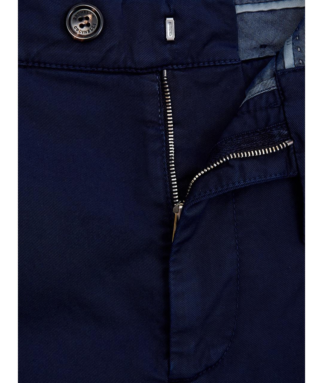 BRUNELLO CUCINELLI Синие хлопковые повседневные брюки, фото 6