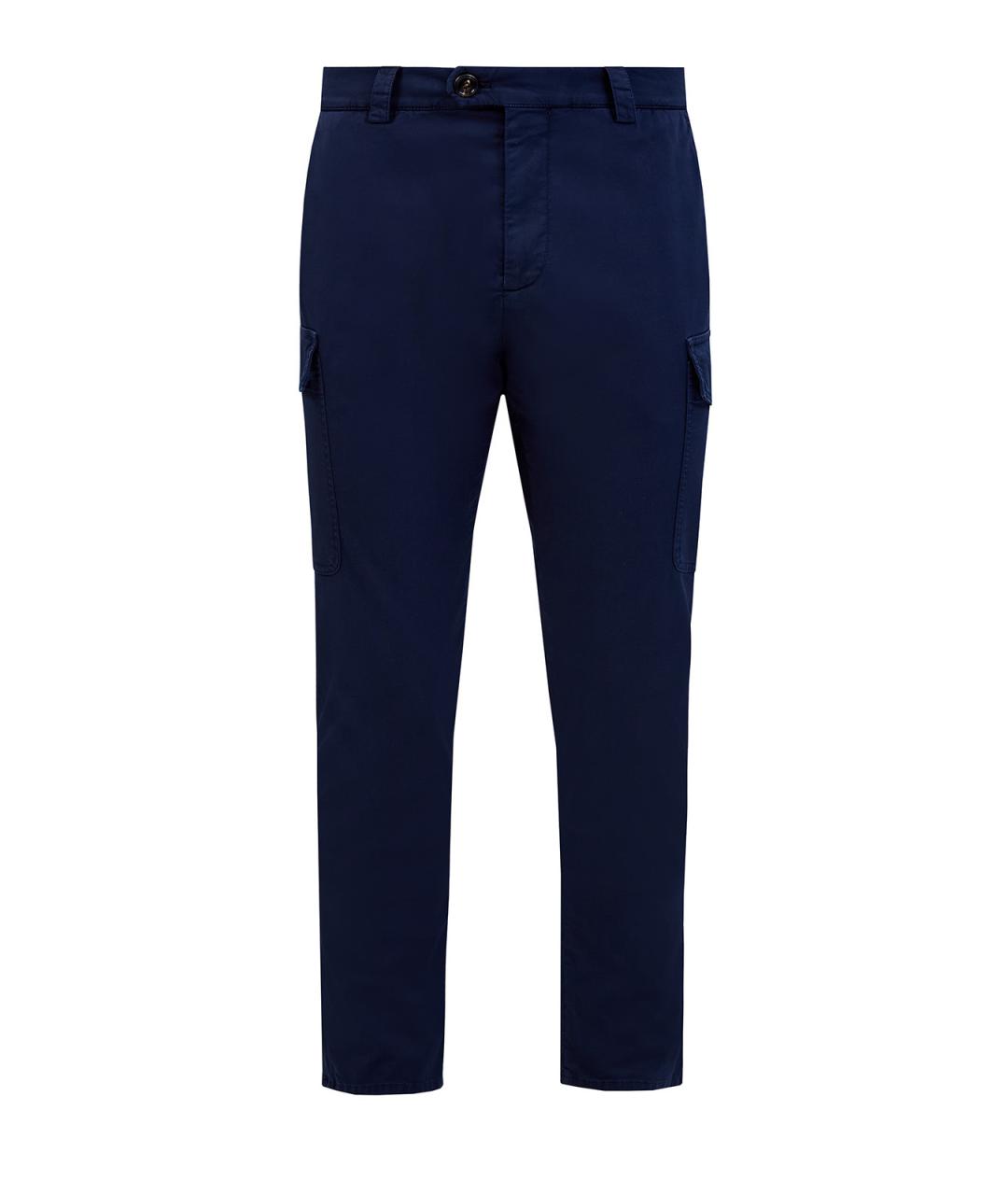 BRUNELLO CUCINELLI Синие хлопковые повседневные брюки, фото 1