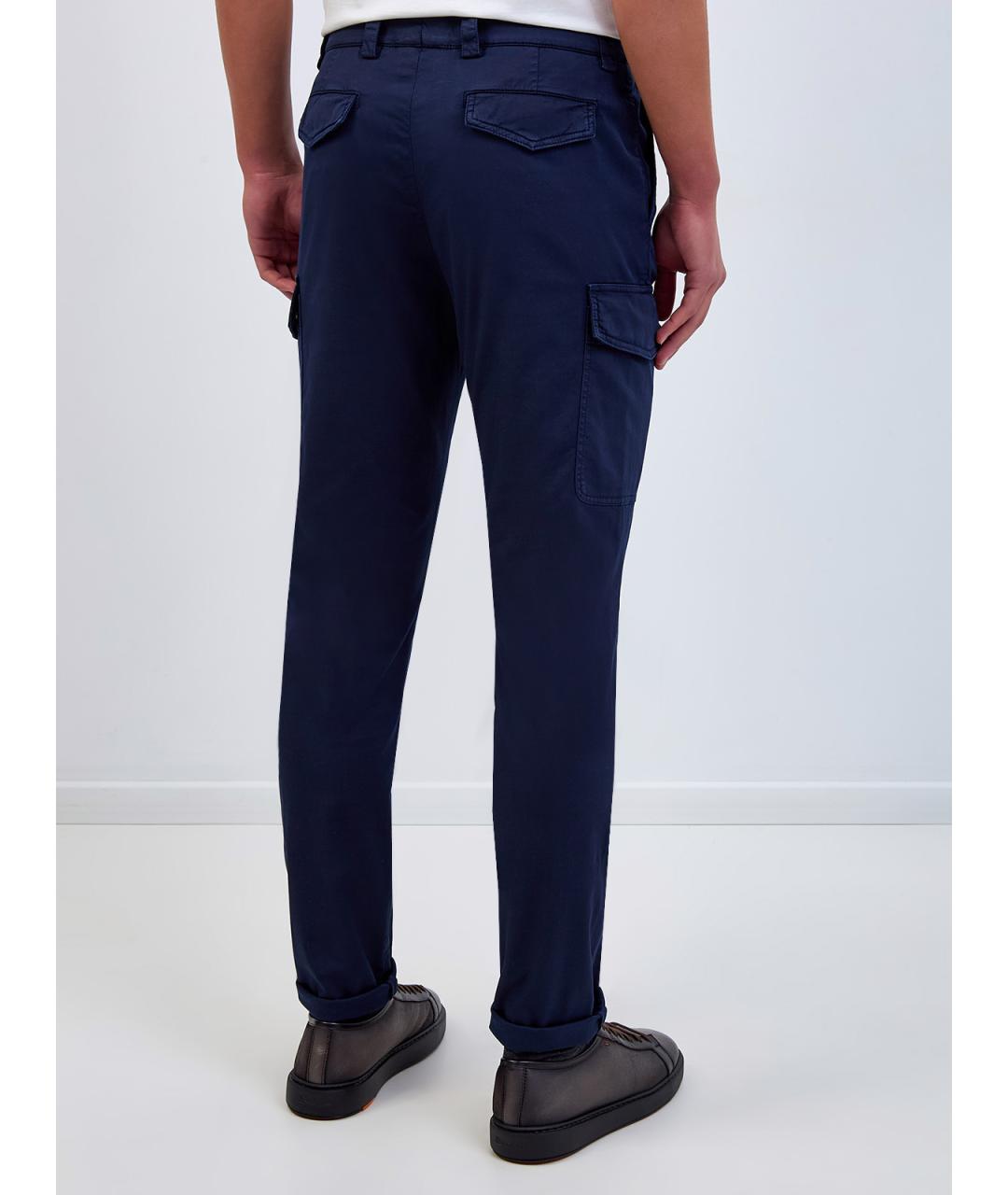 BRUNELLO CUCINELLI Синие хлопковые повседневные брюки, фото 4