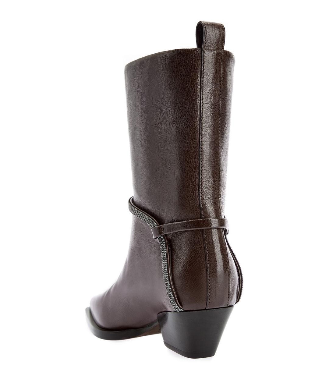 BRUNELLO CUCINELLI Коричневые кожаные ботинки, фото 4